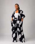 African Print Kimono & Pants Set – Bold Wedding Outfit, Ankara Wide-Leg Pants, Statement Fashion
