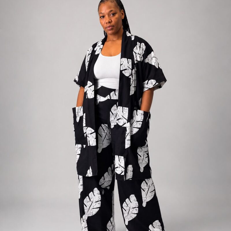 African Print Kimono & Pants Set – Bold Wedding Outfit, Ankara Wide-Leg Pants, Statement Fashion