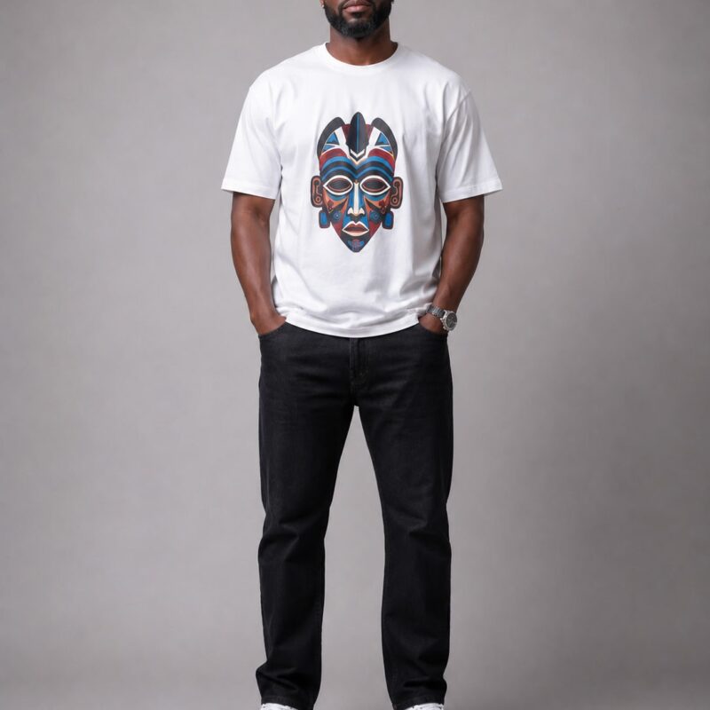 African Heritage Mask Graphic – White T-Shirt