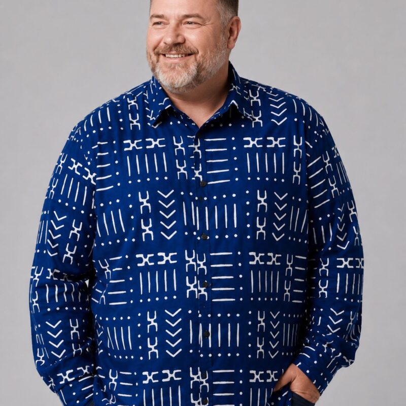 African Print Indigo Heritage Shirt