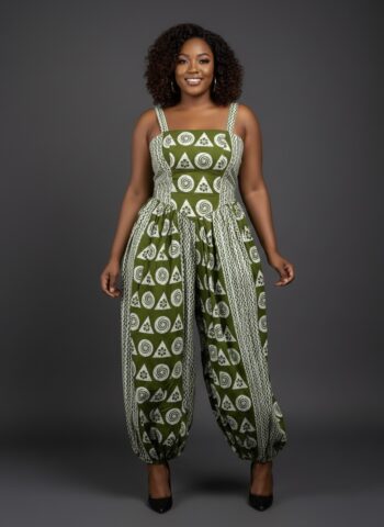 Olive Spiral – Ankara Jumpsuit for Women