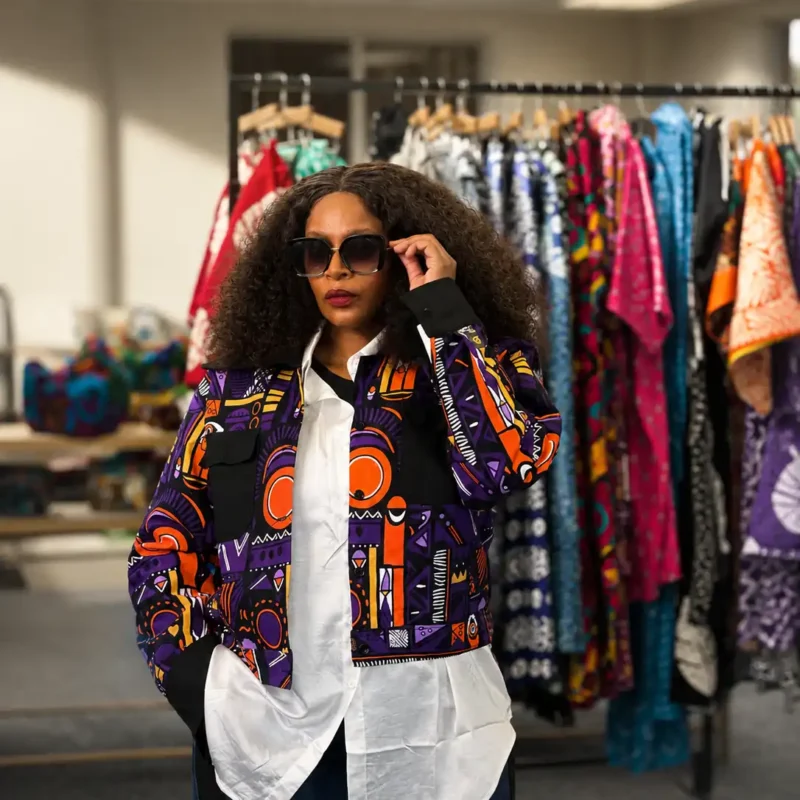 Ankara Cropped Zipper Jacket