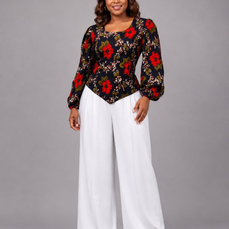 Scarlet Bloom Ankara Blouse