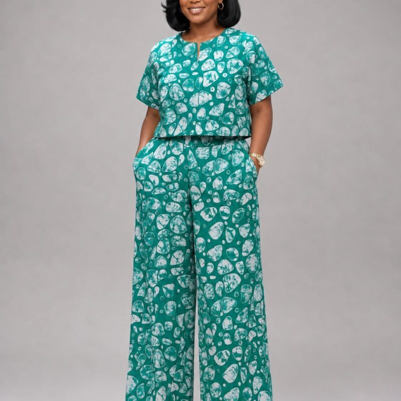 Emerald Pebble Ankara Two-Piece Set