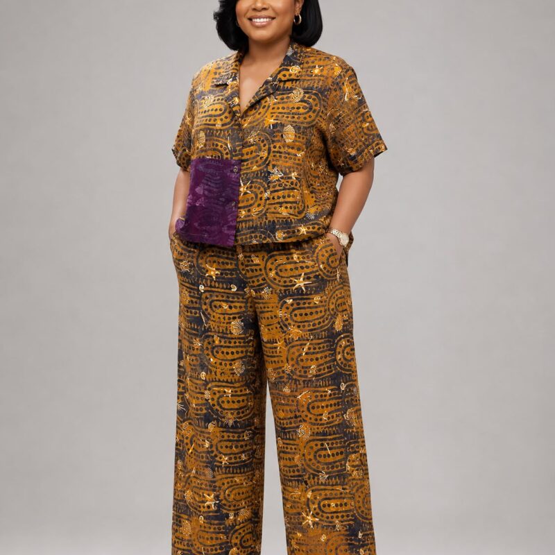 Golden Earth Crepe Two-Piece Set