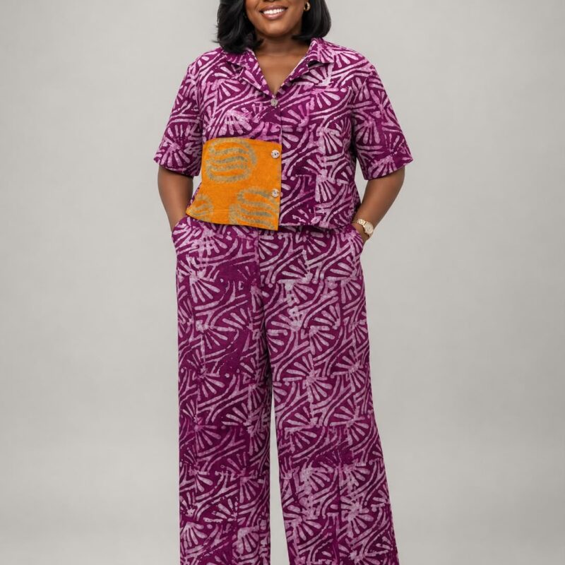 Royal Orchid Crepe Two-Piece Set