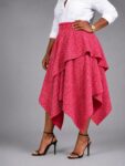 Pink Handkerchief Midi Skirt