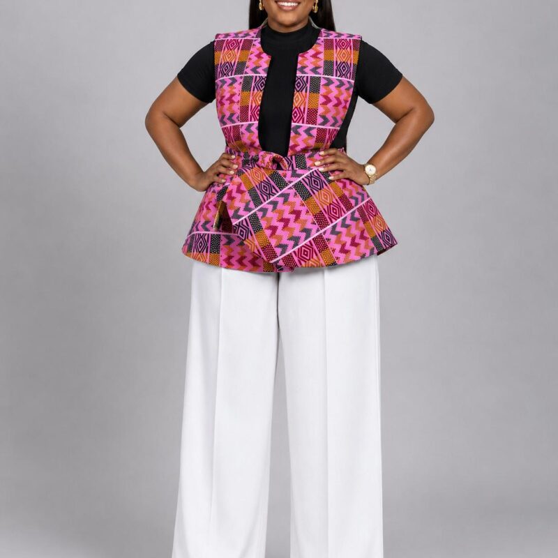 Pink Ankara Peplum Top