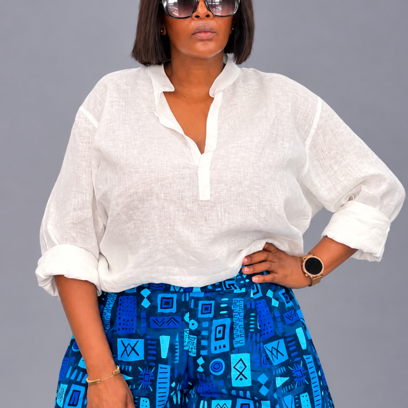Blue Ankara Print Shorts
