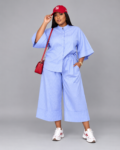 Women’s Pinstripe Wide-Leg Two-Piece Set