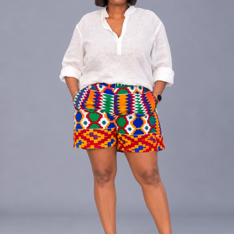 Kente Print Statement Shorts