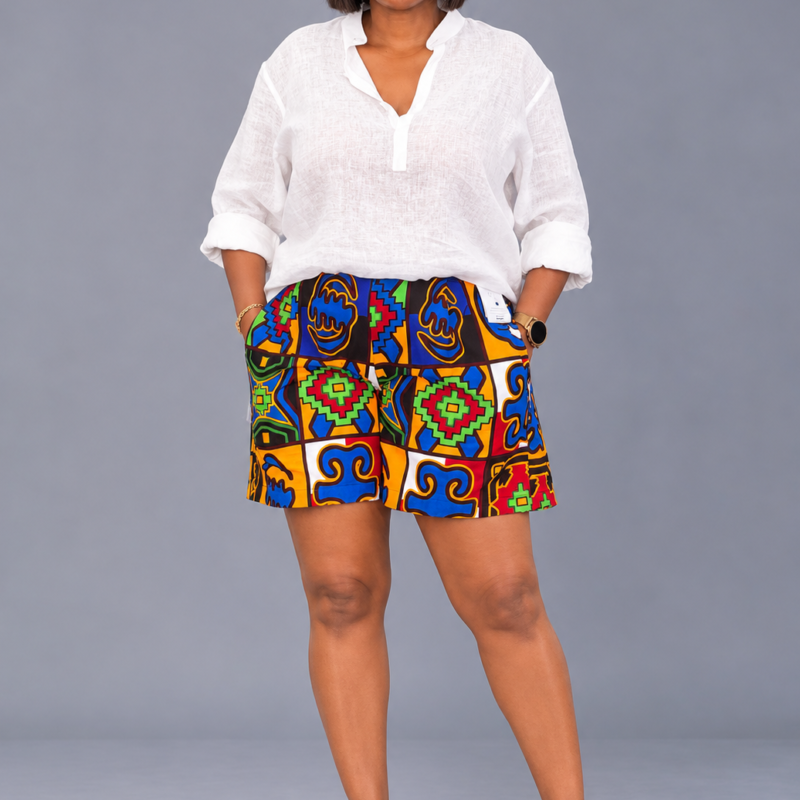 Kente Print Shorts
